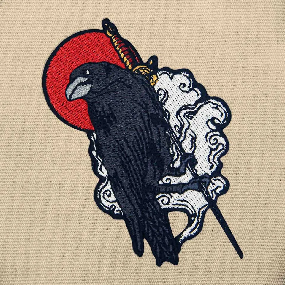 Embird Raven Embroidered Applique Iron on Patch Sew On Emblem