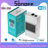 SONOFF TH Elite 16/20A WiFi Smart Temperature and Humidity Monitoring Switch eWeLink Remote Control Compatible With Alexa Google