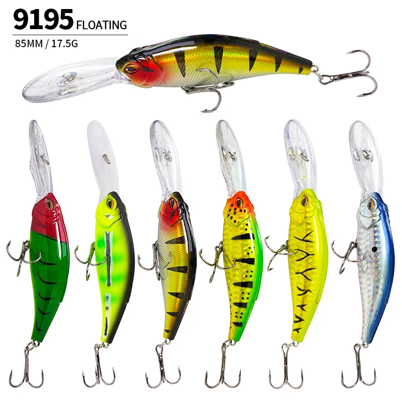 85mm 17g Long Casting Floating Minnow Fishing Lures Deep Diving Long Lip Crank Artificial Hard Bait Saltwater Bass Carp Swimbait