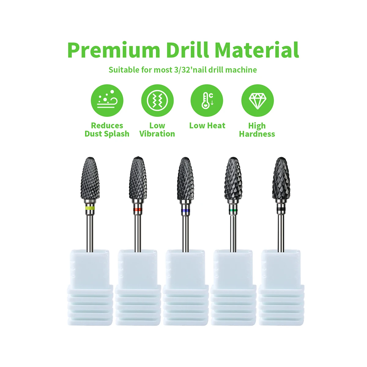 ブラックセラミックネイルドリルビット 3/32 ''安全 & プロフェッショナルネイルクリーニング研磨ヘッドカルス & 角質除去爪ツール