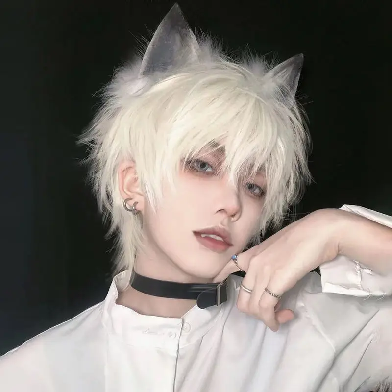 Japanese-style cosplay men, short hair, versatile young boys, natural and realistic, voluminous, everyday wig for bo