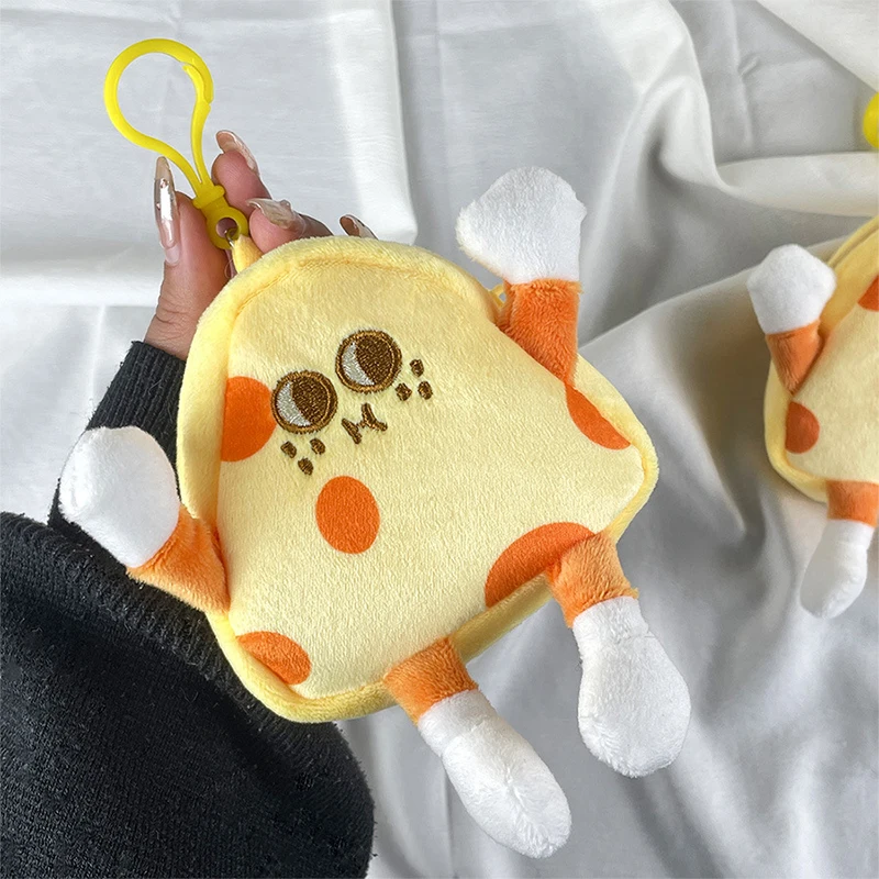 Cartoon Cheese Plush Coin Purse Food Cheese Wallet Pendant Earphone Bag Lipstick Bag Portable Key Case