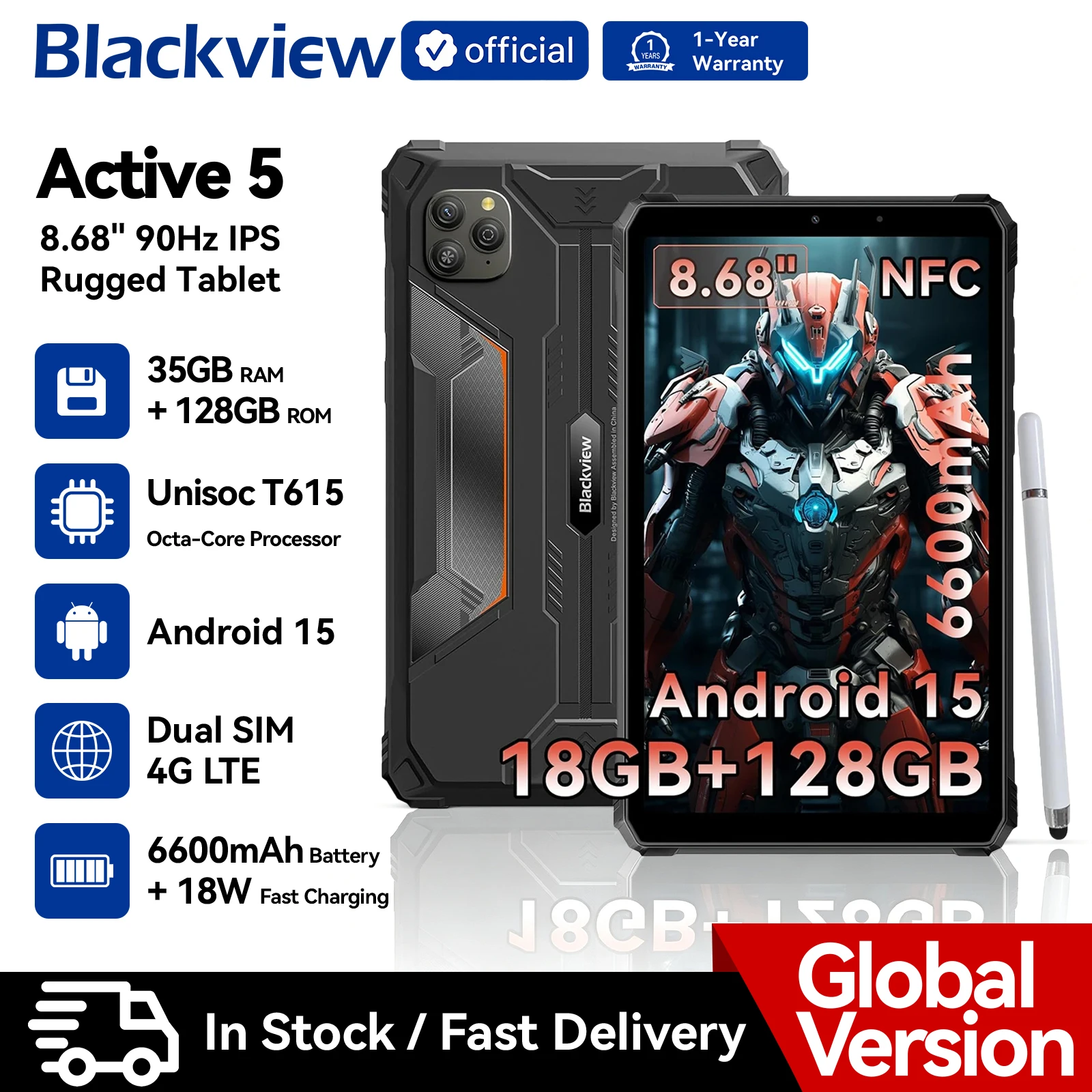 Blackview Active 5 8.68'' Rugged Tablet 8GB+128GB