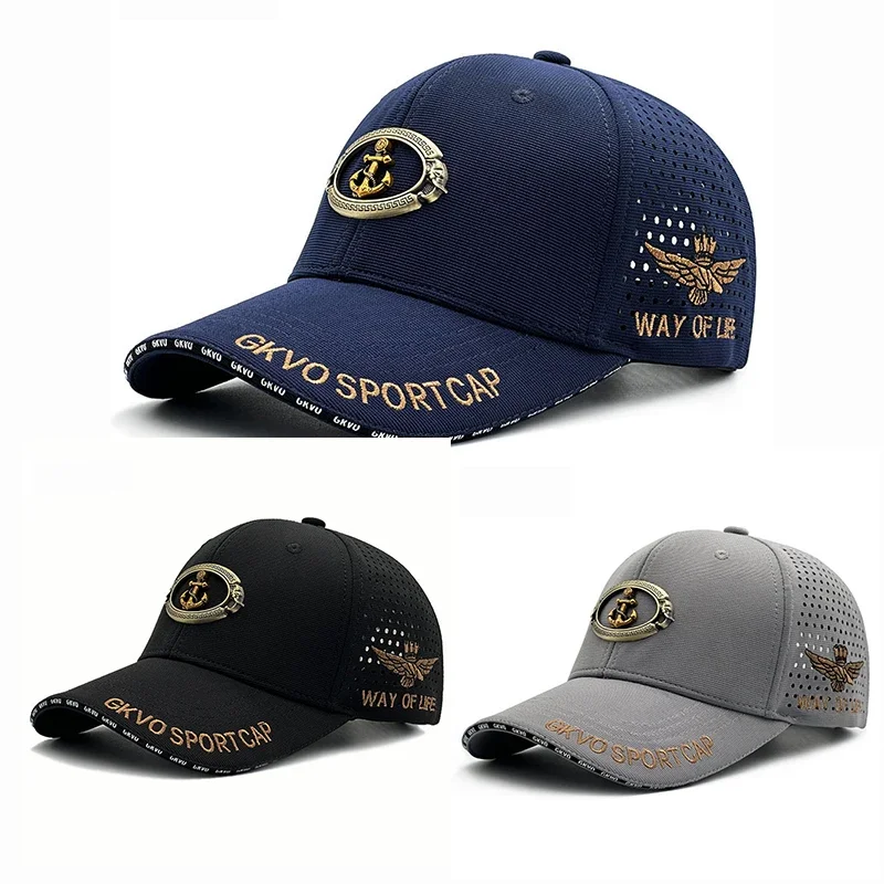 Extra Wide Fit Men's Baseball Cap Summer Mesh Breathable UPF50+ Sun Hat Outdoor Star Patch Design Big Head Adjustable​