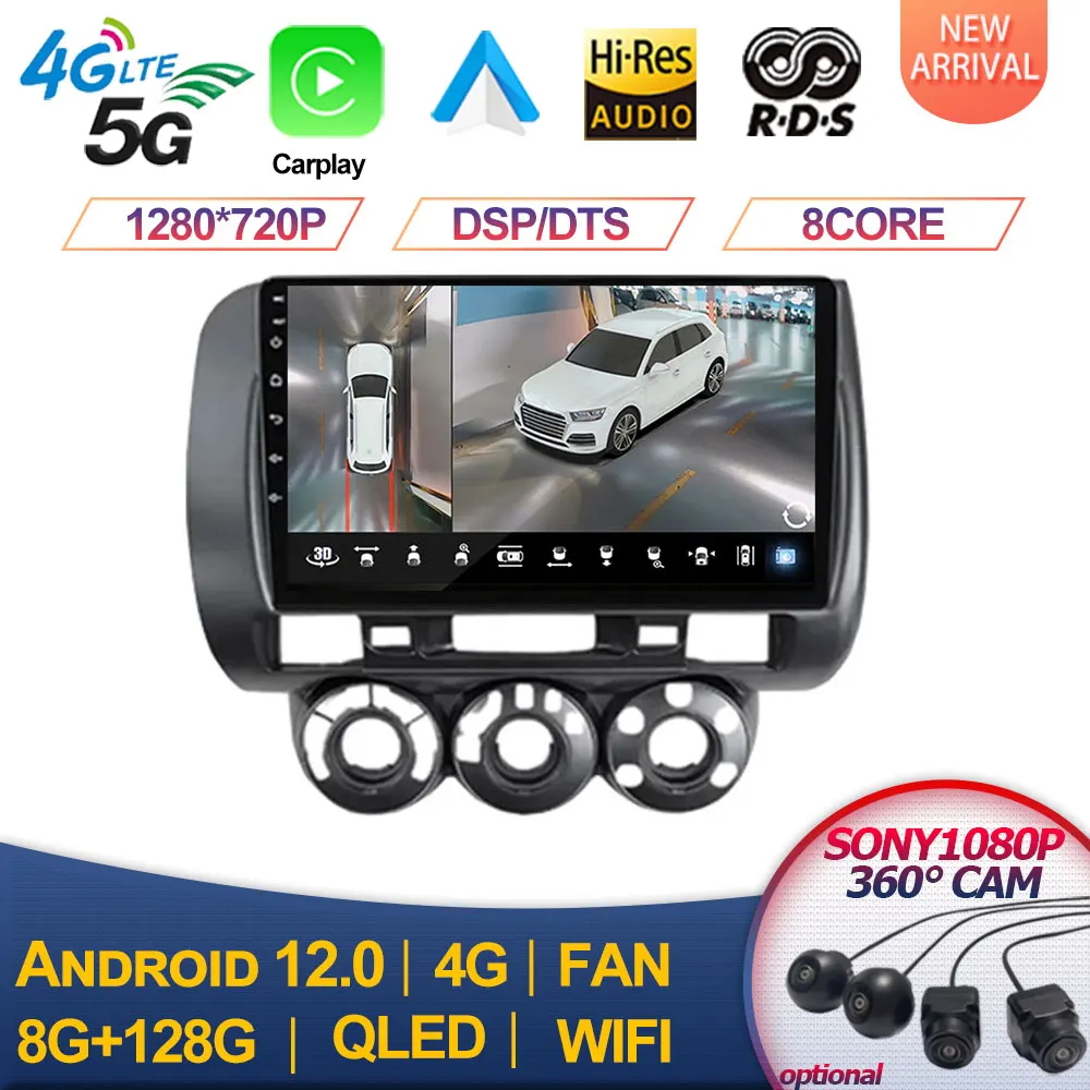

Автомагнитола для Honda Fit Jazz City, 2 Din, Android 12, GPS-навигация, радио, мультимедийный видеоплеер, 2002, 2003, 2004, 2005, 2006, 2007