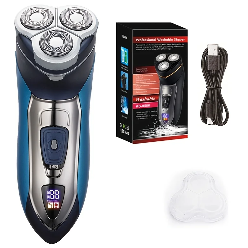 2 in 1 3D Electric Shaver for Men Floating LED Display IPX6 Waterproof Type C Rechargeable Cordless Beard Sideburn Trimmer Gift