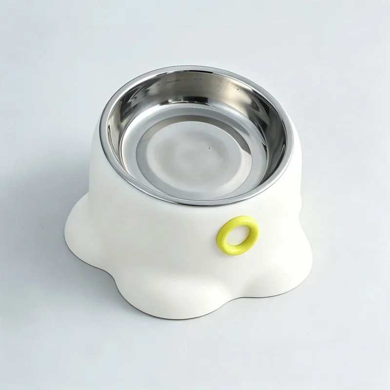 Elevated Flower Shape Cat Bowl Two Piece Set Stainless Steel Detachable Liner Anti Slip Base For Cat Food And Water Feeding