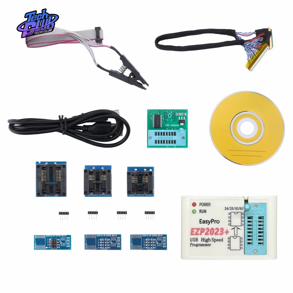 EZP2023 programmatore SPI USB ad alta velocità + 12 adattatori supporto 24 25 26 93 95 EEPROM 25 Chip Bios Flash
