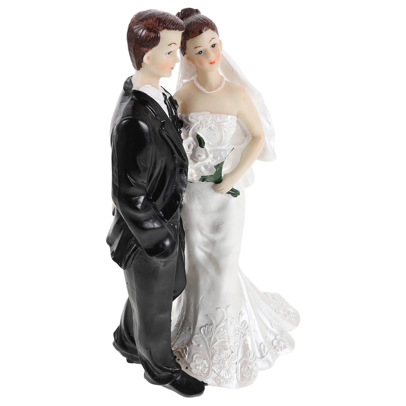 

Elegant Wedding Couple Sculpture in Resin Hugging Pair Design Perfect As Reception Cake Topper Shelf Sitter for Love Anniversary