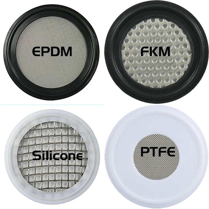 Clamp-Type Seal Ring Silicone FKM EPDM PTFE with Filter Screen Gasket Mesh Options 10/20/30/40/50/60/80/100 Mesh for Industrial