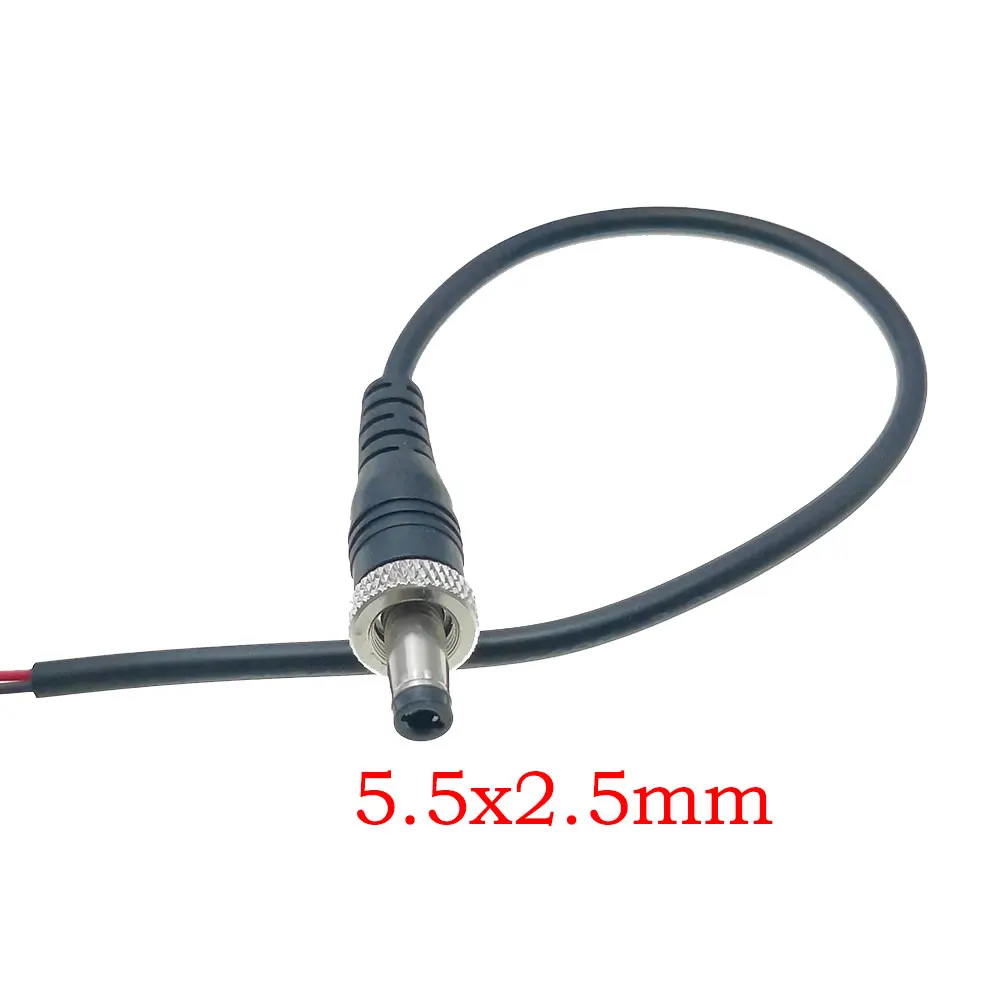 1 Pcs Lockable 5.5 x 2.5mm 5.5 x 2.1mm DC Male Power Plug with Screw Nut Locking Connector DC Power extension cord 25cm