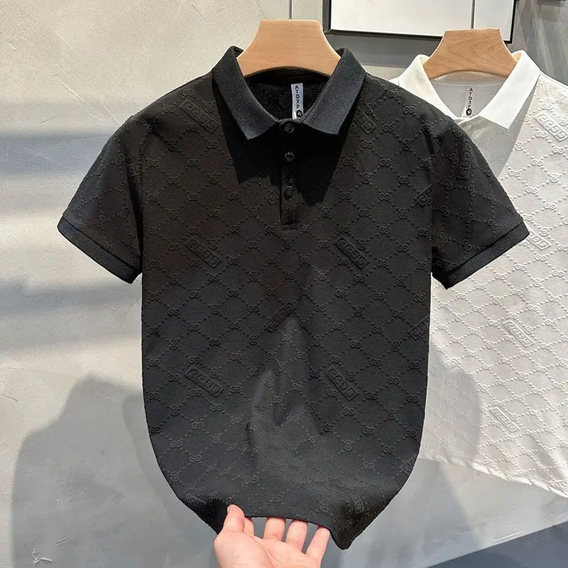 

Slim-fit jacquard POLO shirt trendy breathable short-sleeved Chinese New Year new essential t-shirt ruffian handsome versatile