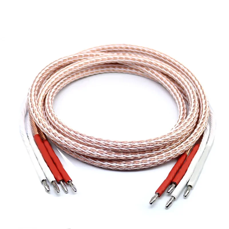 Hifi Cable 12tc 24 Core Two Conductor Speaker Wire Spring Terminal with Banana Plug Y Plug