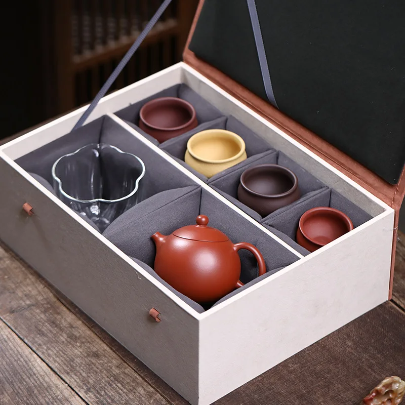 Yixing Zisha Teapot With Zhuni Clay And Dahongpao Xishi Teapot A Mid-To-High-End Tea Set Gift Box For Elders