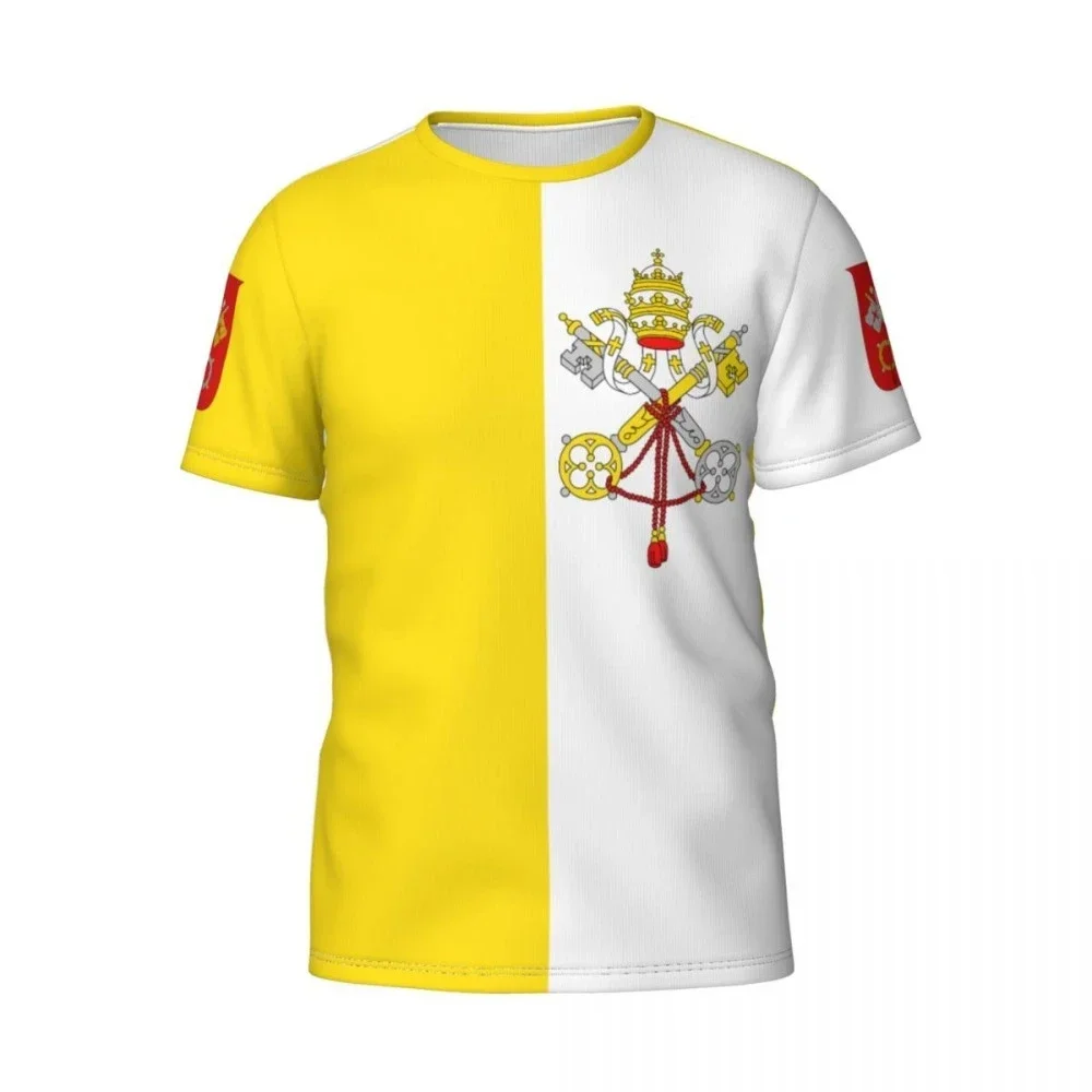 2024 New Vatican Flag Graphic 3D Printed T-shirt Vatican National Emblem Fashion Men's Tops  National Day Gifts Personalized Tee