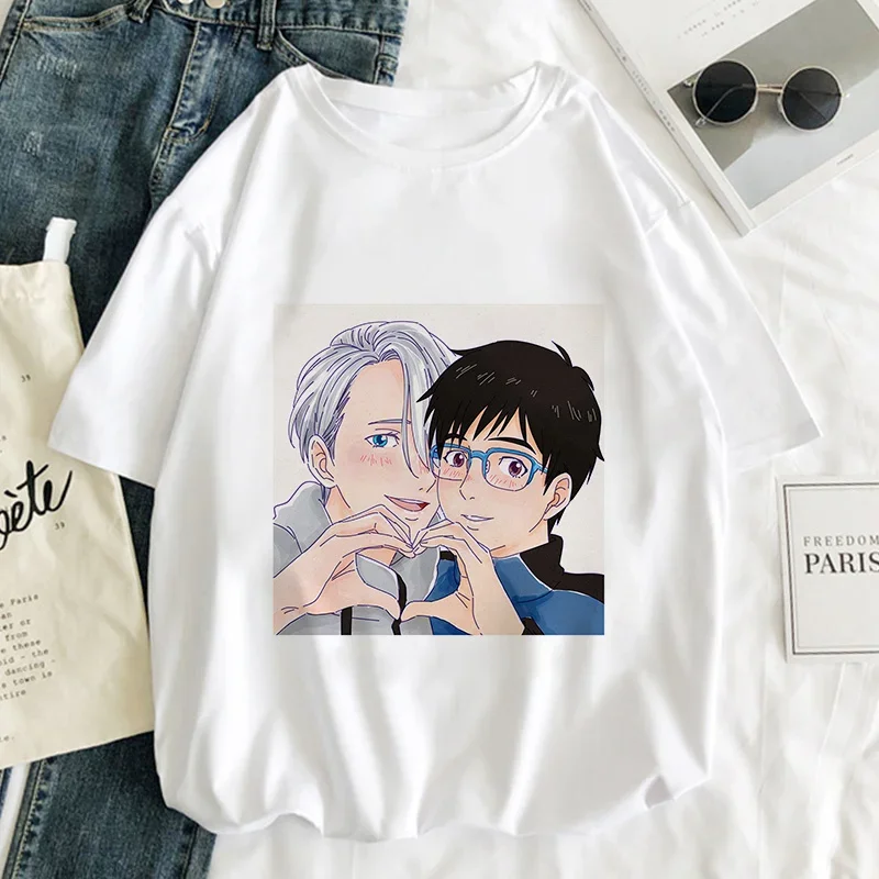 YURI!!! On ICE Graphic Print T-shirt WomenHarajuku Aesthetic White Tops Tshirt Tee 2021 Summer Japan Anime Style Female T Shirt