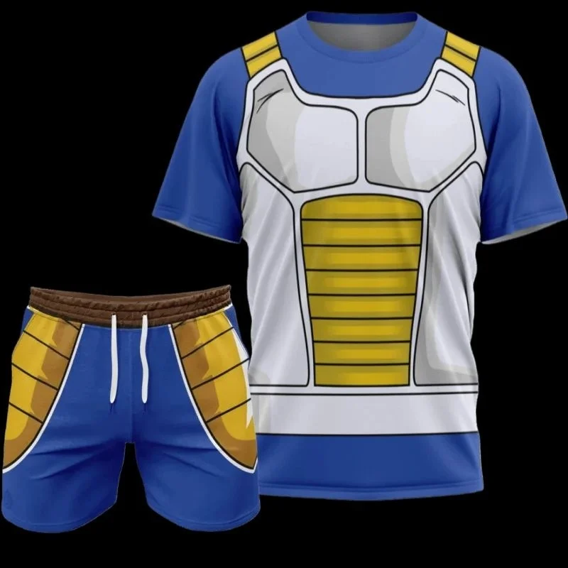 Conjunto Deportivo de Manga Corta y Pantalones Cortos Estilo Combate de Vegeta de Dragon Ball 2026, para Adultos, para Fitness y Running, Ropa Infantil para Juegos de Rol
