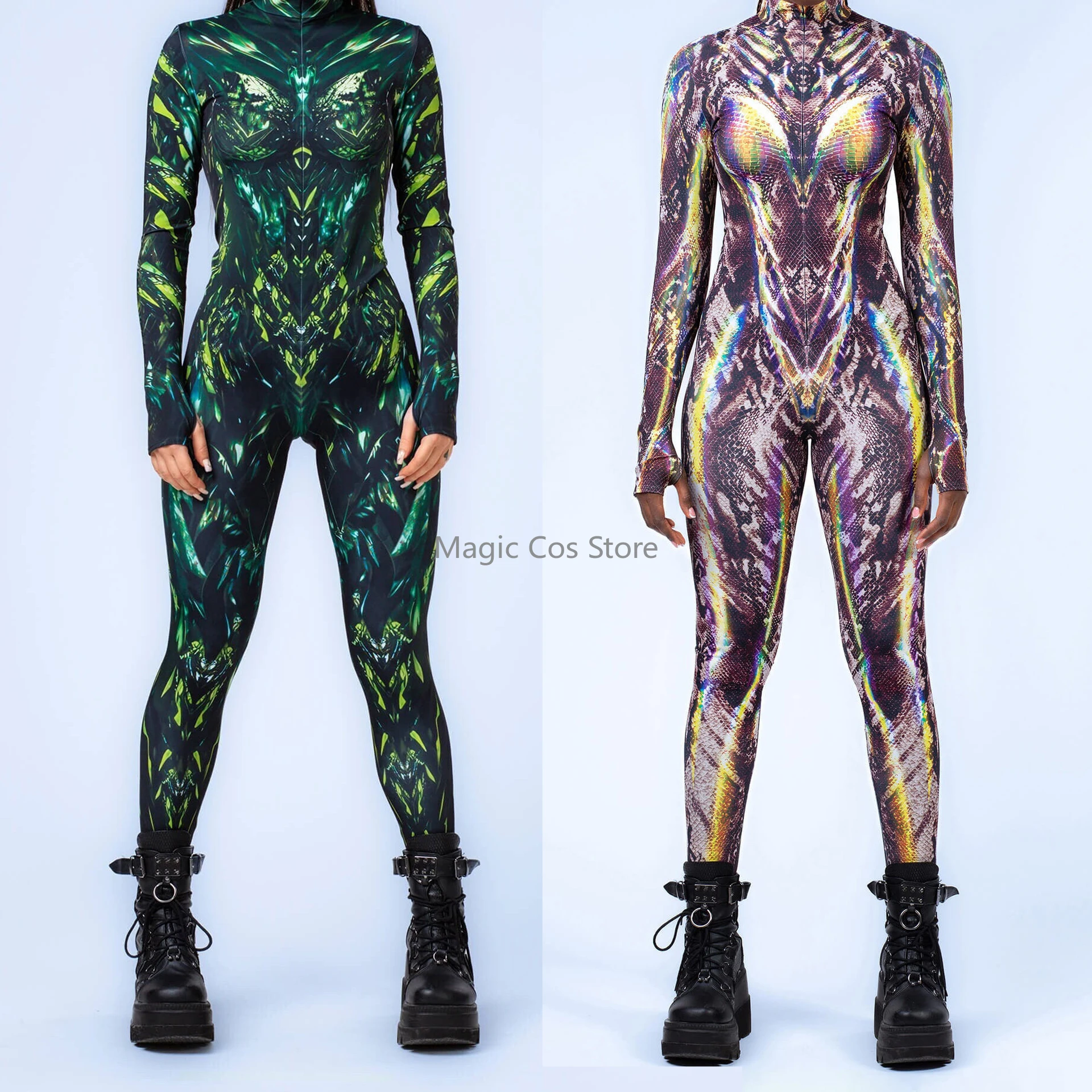 Halloween Carnival Women's Leotard Cyberpunk Style Gothic Future Technology Cool Jumpsuit 3D Printing Party Role Playing Costume