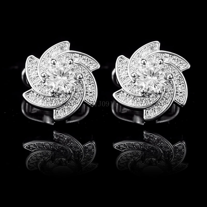 *Men's Upscale Rotating Windmill Fashion Gemstone Cufflinks Women's Trend Temperament Shirt Sleeve Tack