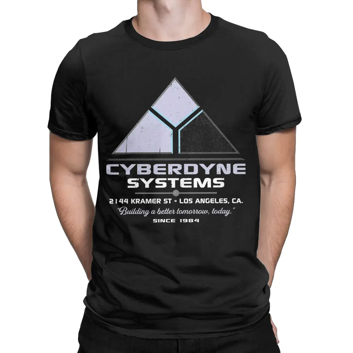 Vintage Cyberdyne Systems T-Shirt for Men Round Neck Pure Cotton T Shirts Short Sleeve Tee Shirt Graphic Clothes