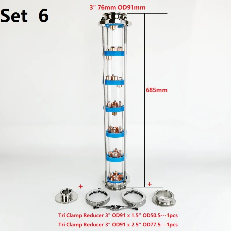 Imagem -06 - Coluna da Lente da Destilação de Od91 mm com Peças Placa da Bolha de Cobre Define para o Homebrew Coluna Ss304 da Destilação de Camadas 3