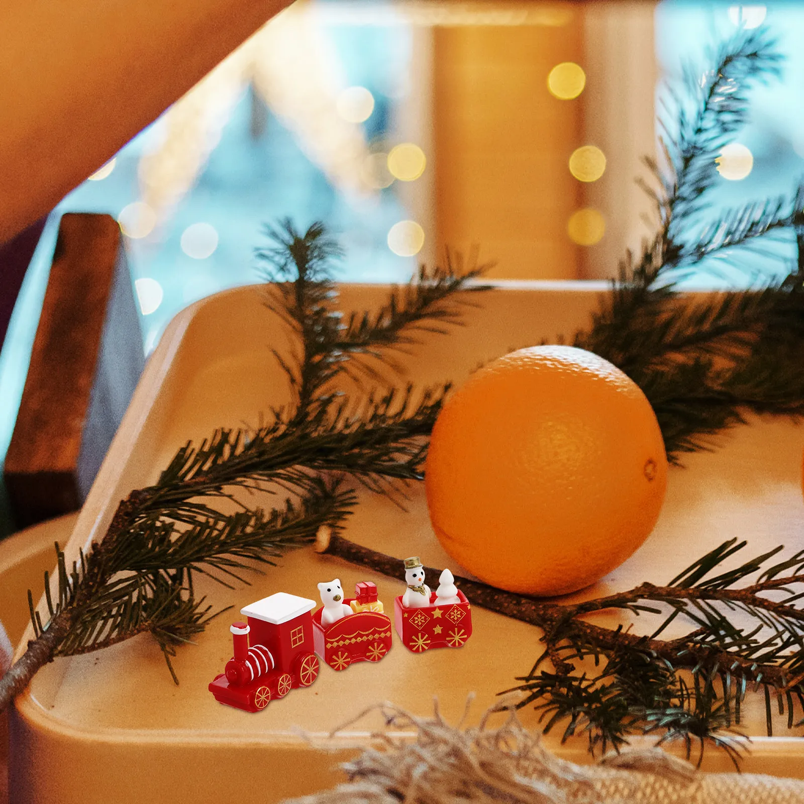 

Набор из 10 мини-поездов-снеговиков в подарочной коробке, декор для стола, креативное украшение для зимних праздников, декор для вечеринок, железнодорожные пути