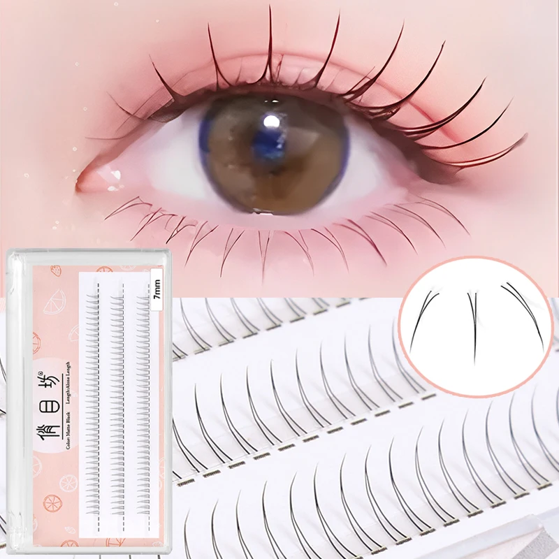 Individual Lashes 120 Clusters V-Shaped Lower Eyelashes Soft Natural Fluffy Manga Eyelash Bunches Korean Eyelash Extension Tools