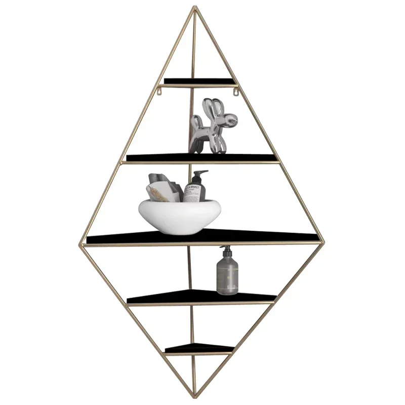 

Furniture Wall Tripod Shelf Iron Metal Wooden Storage Rack Wall Mount Hanging Bookshelf Home Decor Elegant Display Shelf