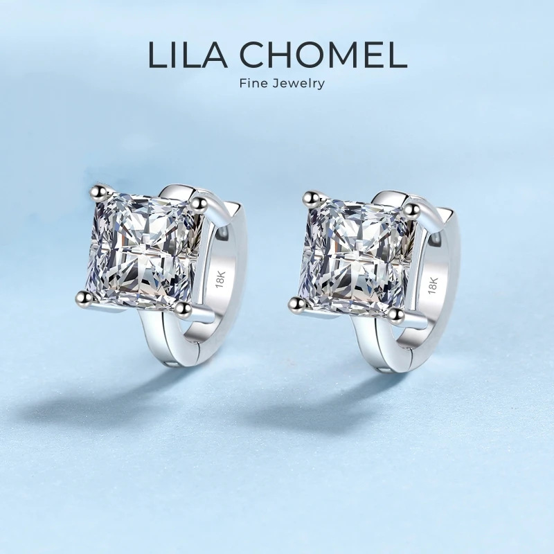 

Женские обручальные серьги из белого золота 18 карат на свадьбу 1/2 карата VVS1 D Цвет Муассанит с бриллиантами для девочек PT950 Платиновый подарок на день рождения Квадратные серьги