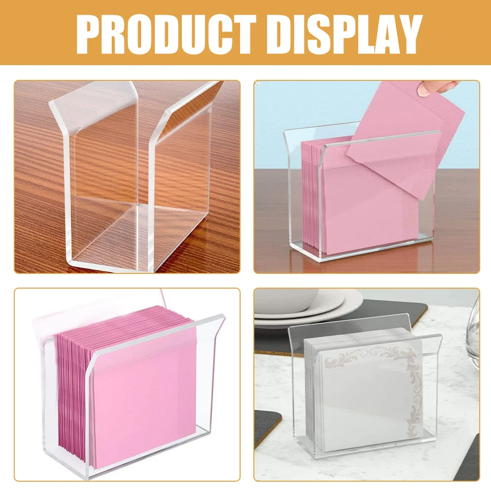 

2Pcs Napkin Holder Acrylic Upright Tissue Storage Rack for Kitchen Dining Table Decorative Napkin Stand Serviette Holder
