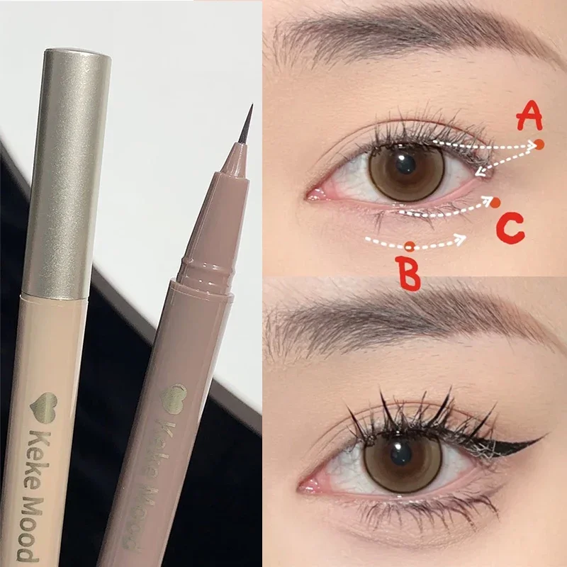 1PC Ultra-thin Waterproof Liquid Eyeliner Pen Quick Dry Smooth Lying Silkworm Pen Last Black Brown Lower Eyelash Pencil Cosmetic