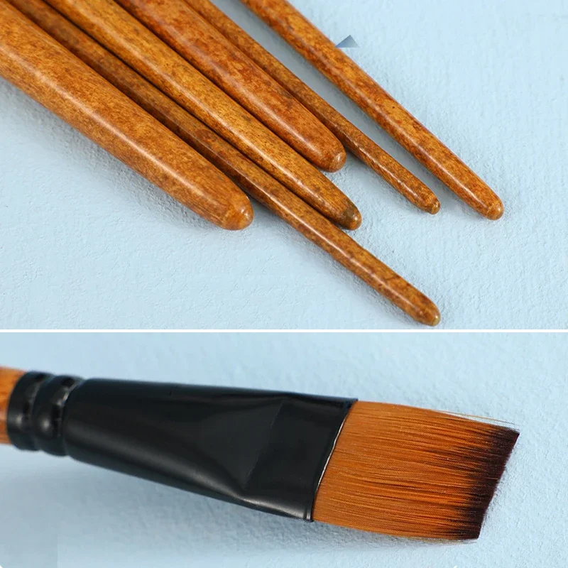 Wood Grain Professional Nylon Paint Brush Oil Watercolor Paint Brushes for Gouache Acrylic Oil Paintbrush Art Painting Supplies