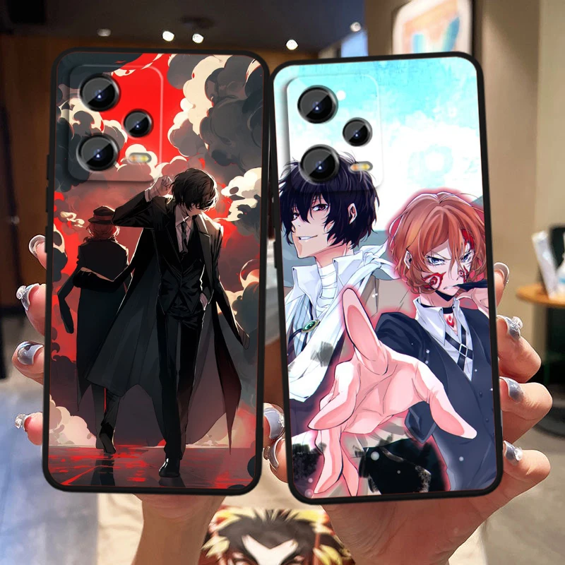 Bungo Stray Dogs For Xiaomi Redmi Note 13 12R 12 12S Turbo 11 11T 11S 10 10S Pro Plus 5G Black Cover Phone Case