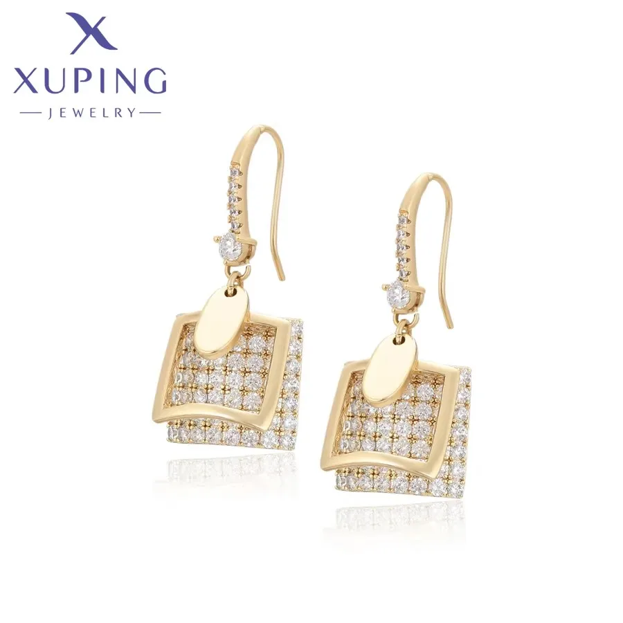 Xuping Jewelry New Arrival Heart Fashion Light Gold Color Huggies Earrings for Women Gift X000966680