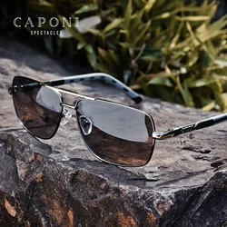 Caponi-男性用フォトクロミックサングラス,偏光サングラス,クラシックなブランドデザイン,アンチレイシェード,ドライビングスクエア,uv400,bs8724