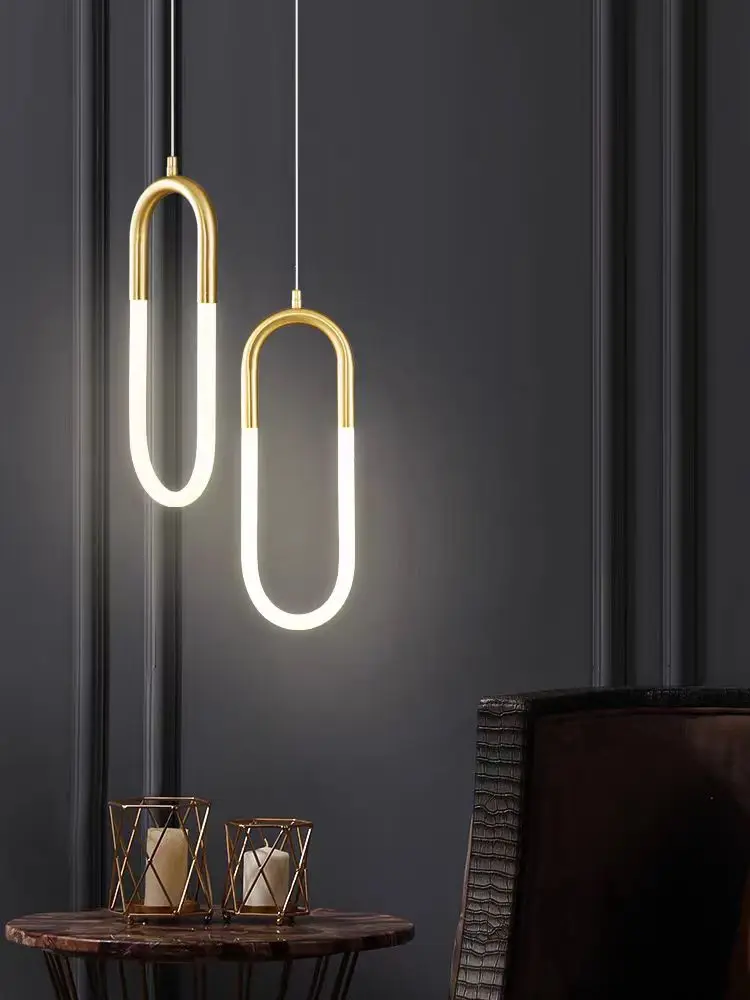 Nordic Minimalist Bar Chandelier Bedroom Bedside Light Luxury Post-modern Restaurant Clothing Store Stairs U-shaped Lamps