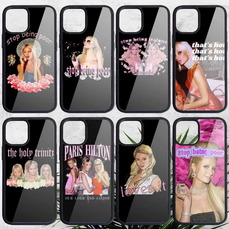 

Paris Hilton Stop Being Poor Phone Case PC For iphone 14 11 13 12 x xs xr pro max mini plus Luxury shell funda