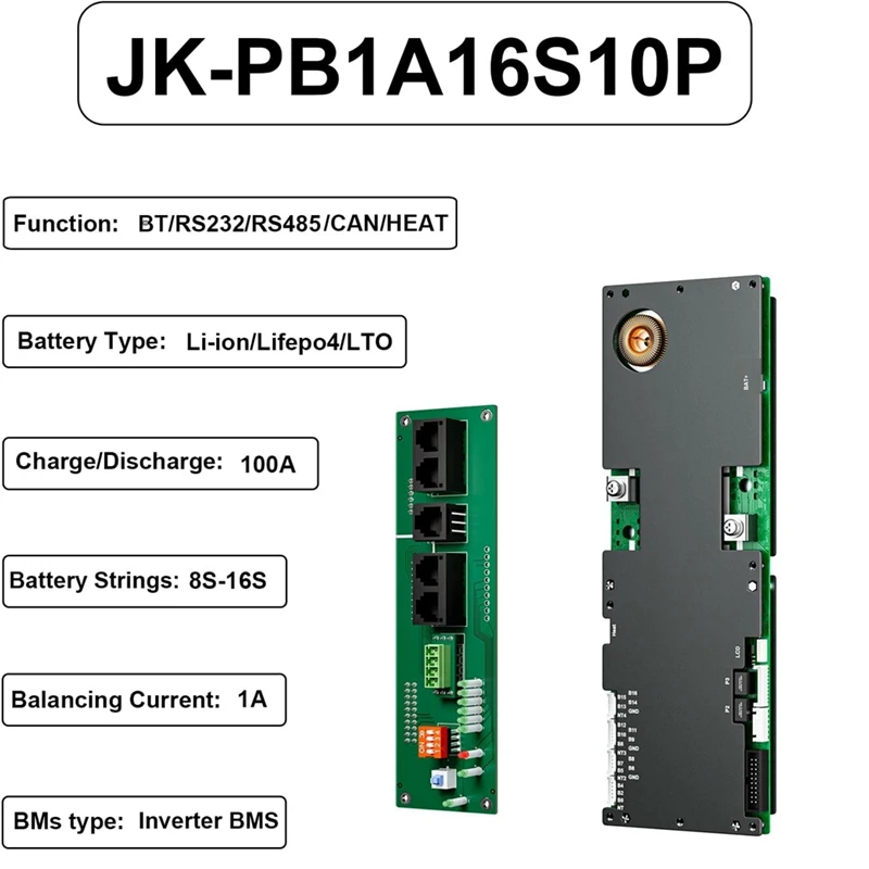 ABRU-Inverter BMS 8S-16S 24V-48V 100A Home Energy Storage 1A Active Balance Built-In Bluetooth With RS485 For Solar System