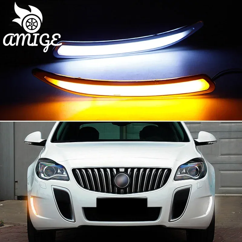 LED DRL Daylights For Opel 2010 - 2015 Insignia GS LED Yellow Turn Signal Daytime Running Headlights view 2