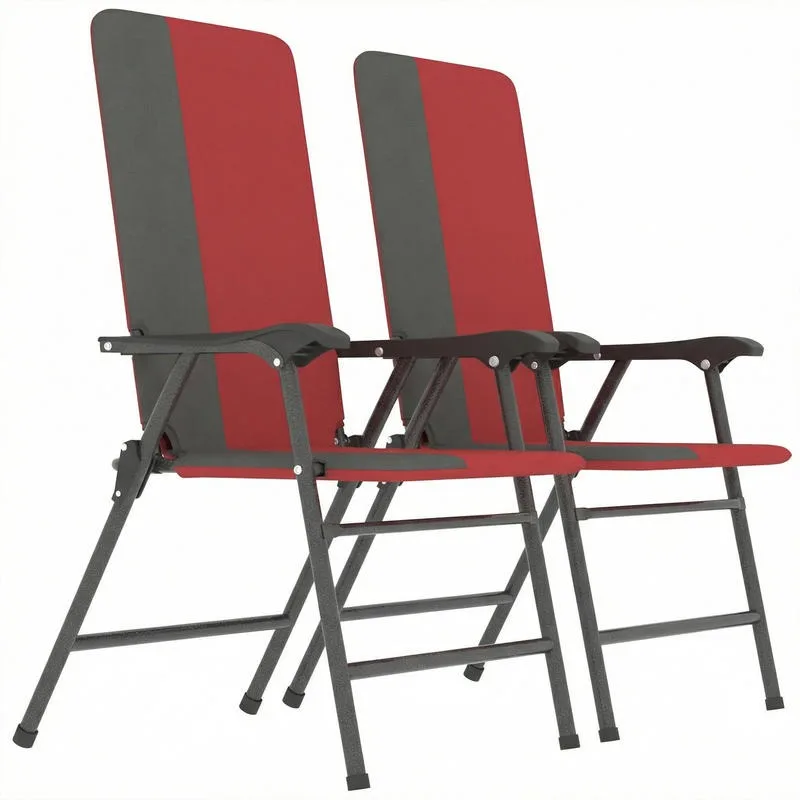 

Folding Patio Chairs Set of 2, Padded High Back Lawn Camping Chairs with Armrests, 600D Oxford Fabric, Red