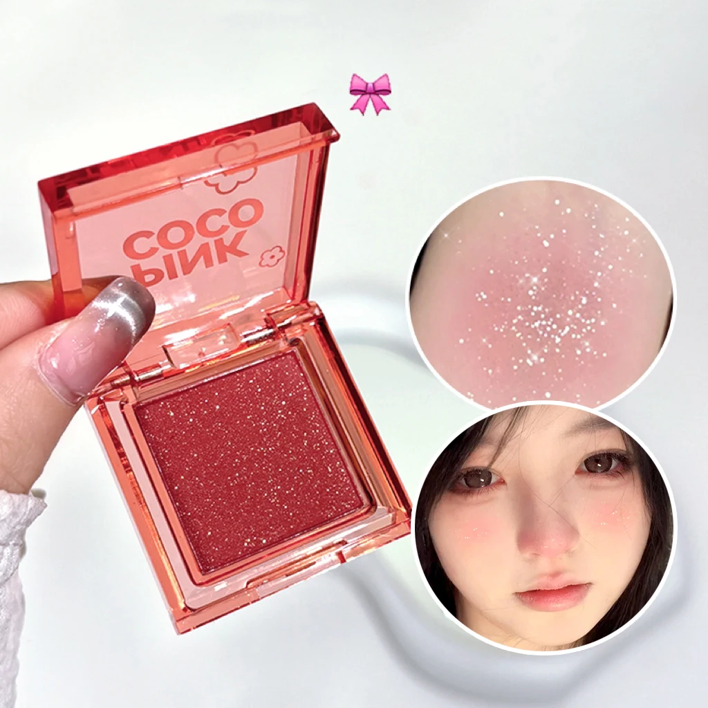 Shiny Soft Blusher Powder Peach Pink Matte Monochrome Cheek Tint Shimmer Blush Makeup Brighten Fack Silky Rouge Palette Cosmetic