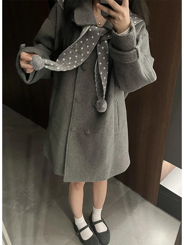 

Ветрозащитное теплое пальто Sli ey в стиле ретро, приталенное, универсальное, для женщин, осенне-зимнее, маленький размер, удлиненное пальто