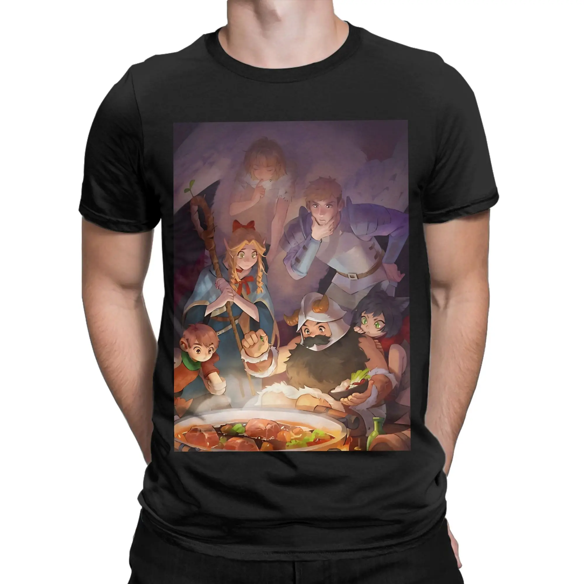 Delicious in Dungeon Cover Image Graphic 100% Cotton T-Shirt Dungeon Meshi Tops Tees For Men