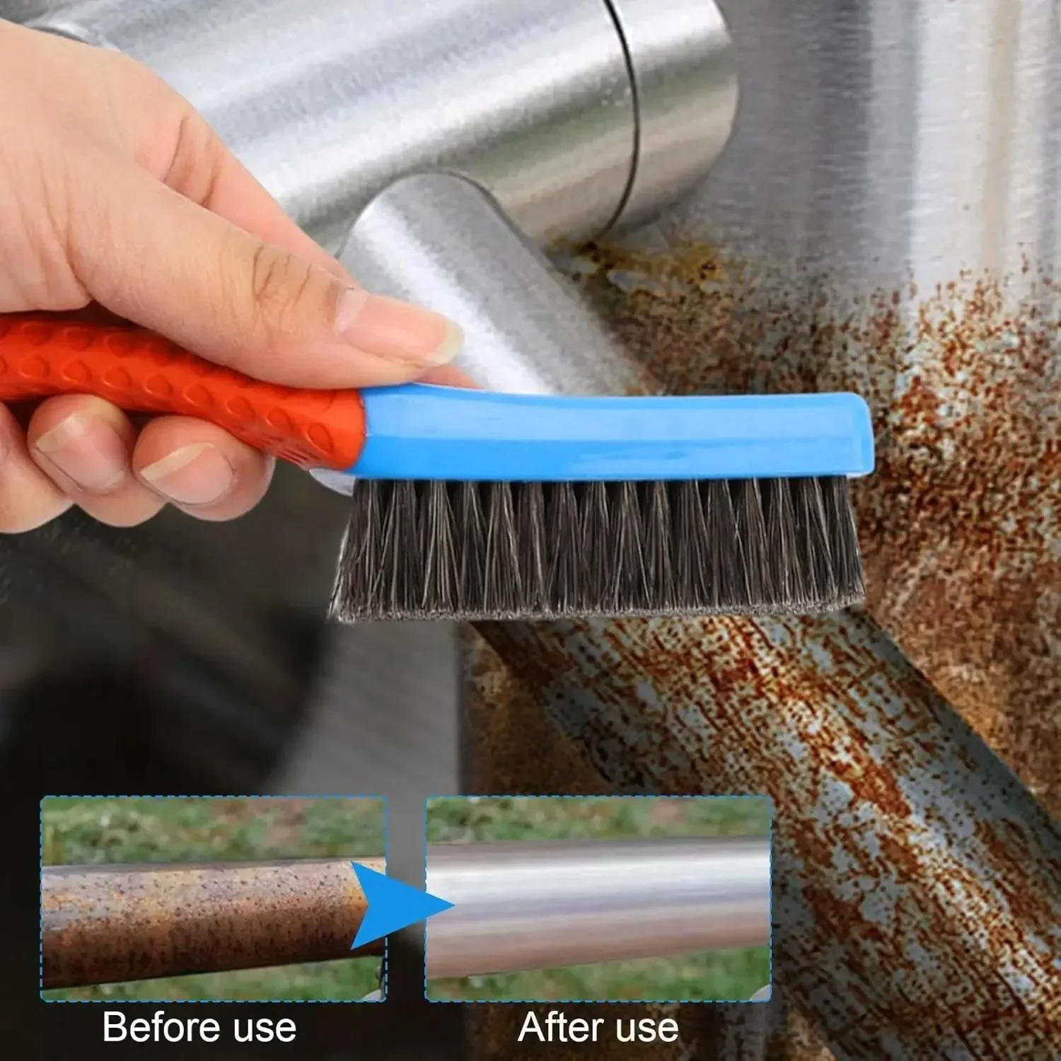 Hochleistungs-Edelstahl-Drahtbürste mit komfortablem Kunststoffgriff - Perfekt zum Entfernen von Rost, Schweißschlacke, Schmutz und Farbe – Detail 9