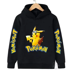 2024 New Pikachu Pokémon Cartoon 2-14 Years Old Boys and Girls Kawaii Street Casual Sweatshirt Children's Outdoor Sports Hoodie