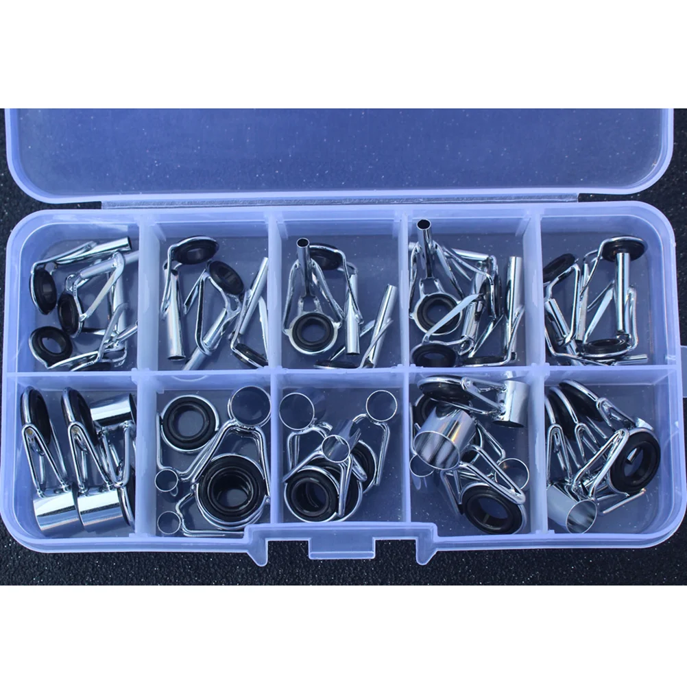 36 Pcs Fishing Rod Tips Repair Kit Fishing Rod Guides Stainless Steel Freshwater Saltwater Rod Guides