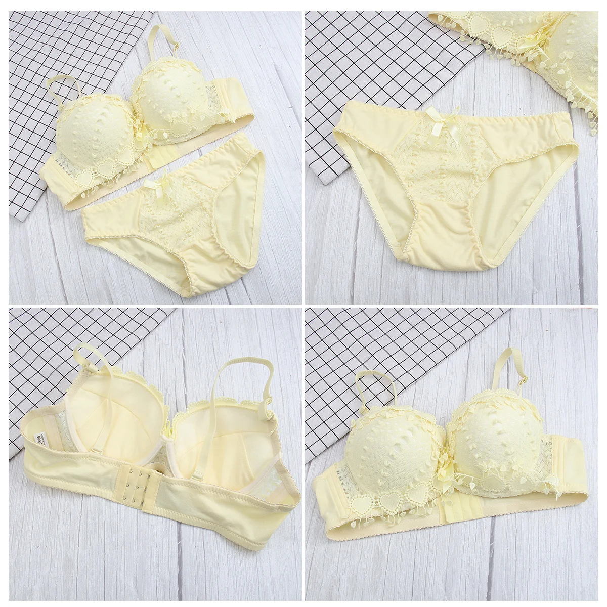 

Push Up Push Up Bra Panty Set Soft Comfortable Adjustable Yellow Bra Panty Set 75B