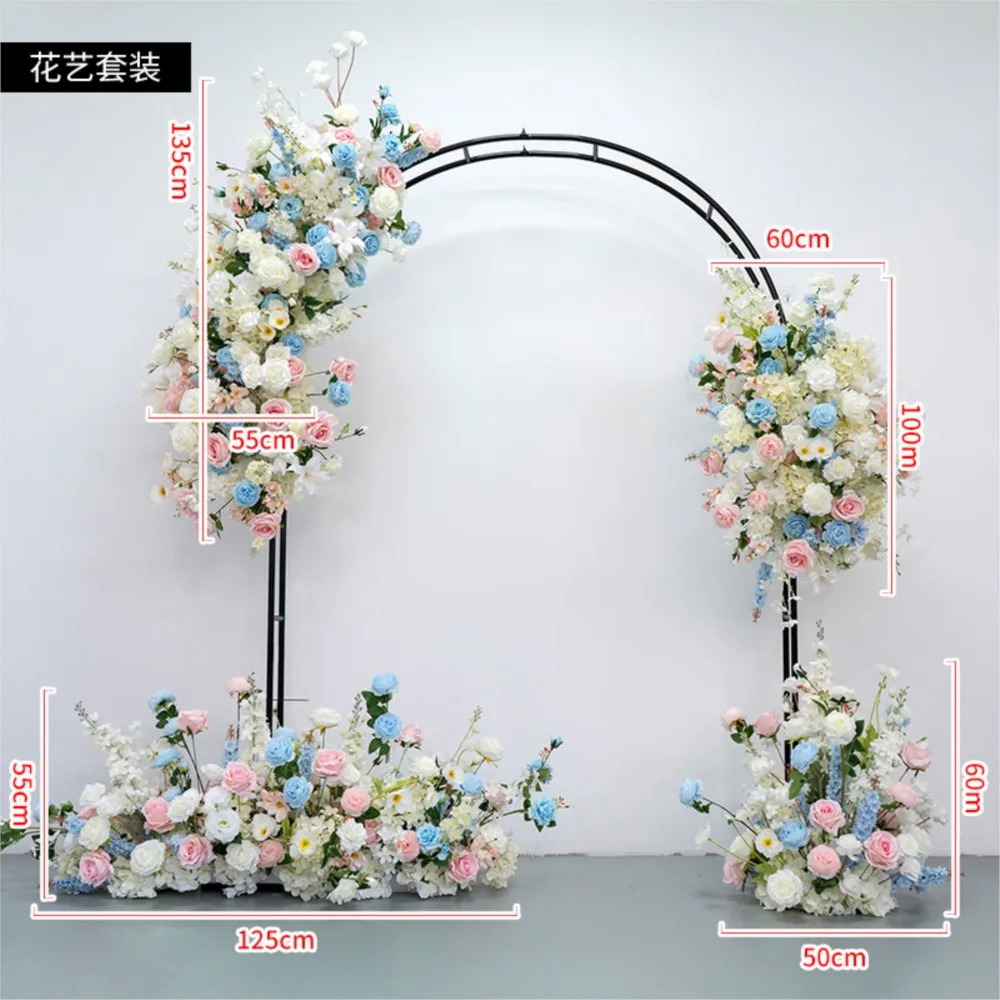 Uflower White Pink Blue Rose Floral Arrangement Wedding Window Backdrop Decor Stage Arch Decor Hanging Flower Home Party Prop - view 6