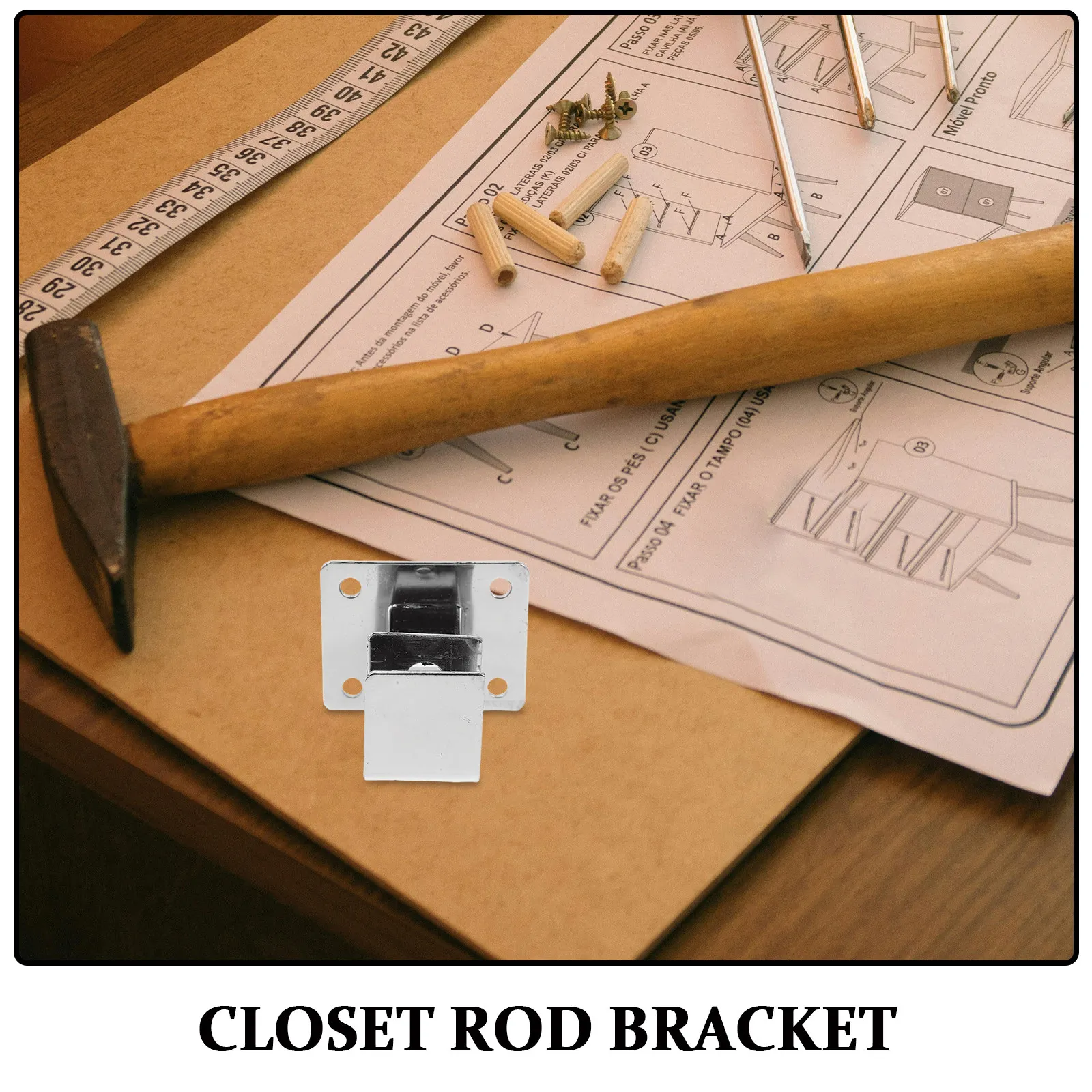 10Pcs Wardrobe Rod Brackets Heavy Duty Carbon Steel Closet Pole Socket for 19Mm Square Rod Wall Mounted Floating Shelf Support