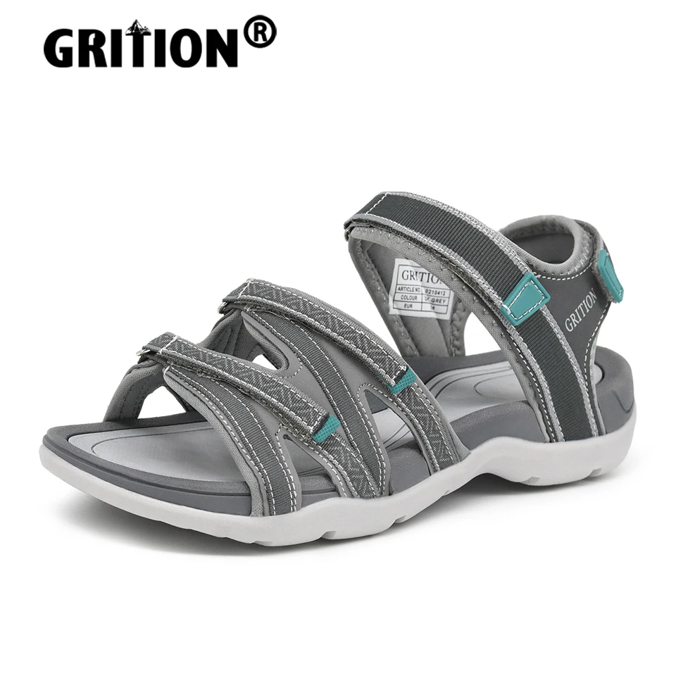 Grition sandálias de praia femininas moda 2022 ao ar livre sandálias planas respirável antiderrapante caminhadas trkiing verão esportes casuais Size36-41